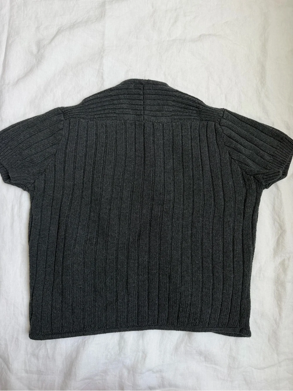 Metro 7 Charcoal Gray Ribbed Short-Sleeve Cardigan